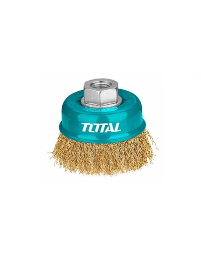 Total Wire Cup Brush with Nut 75mm Soft Golden TAC31031