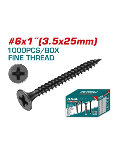 Total Drywall Screw 3.5 x 25mm for Phillips Drive, Installing Gypsum Board on Walls and Ceilings 1000pcs THWDS612