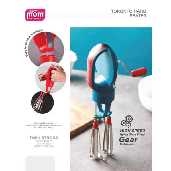 Supermom Toronto Hand Beater Manual Twin Stainless Steel Whisks 573713 - Image 3