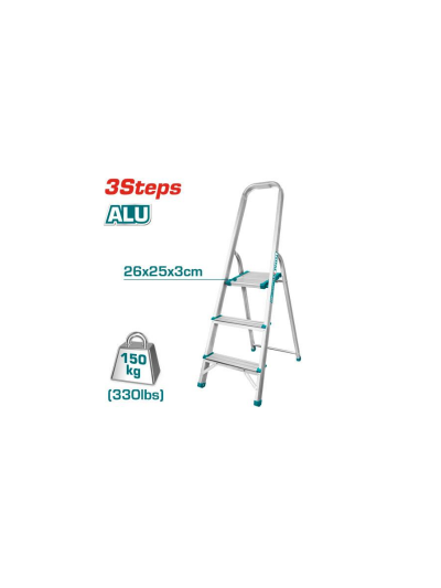 Total Household Ladder with 3 Steps, Aluminium Body THLAD06031