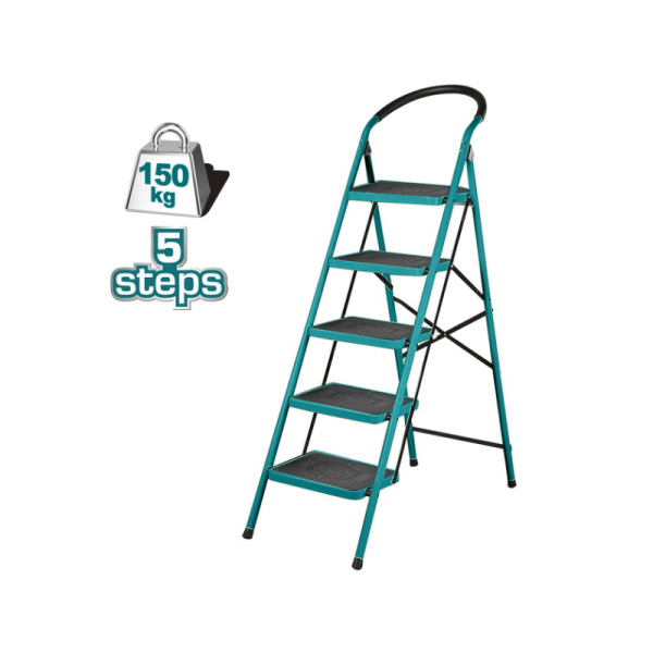 Total Steel Ladder 5 Steps 380x260mm Max Load 150Kg THLAD09051