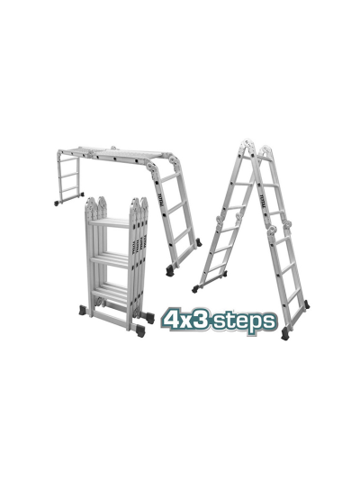 Total Multipurpose Aluminium Ladder 4x3 Steps THLAD04431