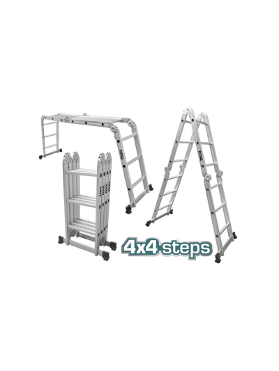 Total Multipurpose Aluminium Ladder 4x4 Steps THLAD04441
