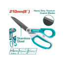 Total Rubber Grip Long Blade Scissor 210mm 8" with Unique Design Handle, Titanium Plated Stainless Steel Blade THSCRS812108