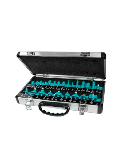 Total 24pcs Router Bit Set with Shank 8mm, Aluminium Case TACSR02408