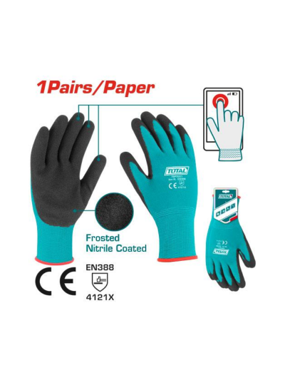 Total Nitrile Frosted Coated Gloves XL for Oil Environment TSPTG01