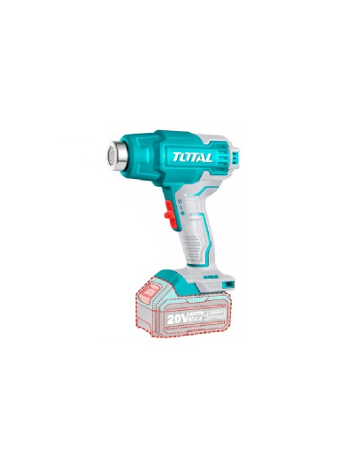 Total Cordless Heat Gun 20V 300/550°C with Reduction, Reflector & Flat Nozzle, 4.0Ah Battery & Charger TBLI20025