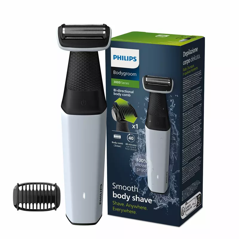 Philips Cordless Bodygroom & Intimate Areas Trimmer, Clinically Tested for Sensitive Skin, 40 min Runtime, Bi-directional Trimmer and 3mm Comb Series 3000 BG3007 - Image 5