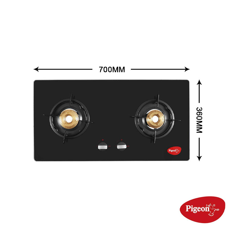 Pigeon Gas Cooker 2 Burner Glass Top SS Body Black Infinity - Image 4