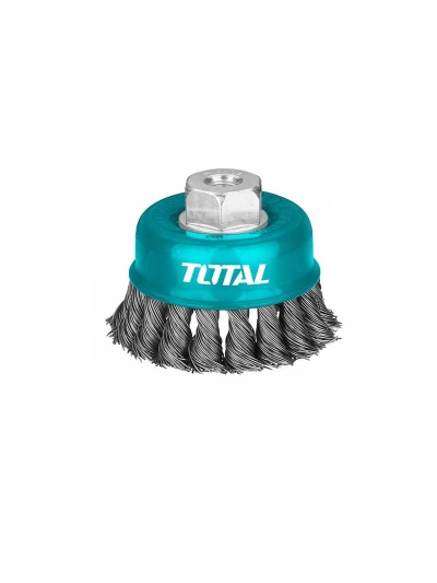 Total Wire Cup Brush with Nut 125mm Twisted Hard Silver TAC32051