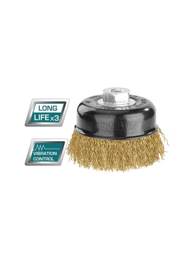 Total Wire Cup Brush with Nut 100mm Soft Golden TAC31045