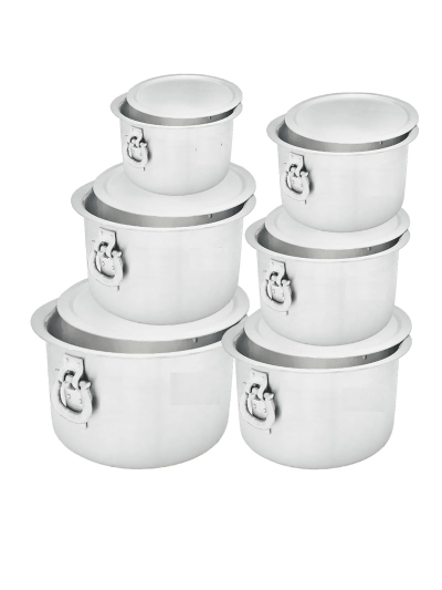 Nadstar Aluminium Sufuria 6pcs with Lid & Handle 75L 100L 125L 155L 190L 230L Cookware Set Tope Cooking Pot for Commercial Use - Gauge 6 & 7 Kitchen Heavy Duty Tapela