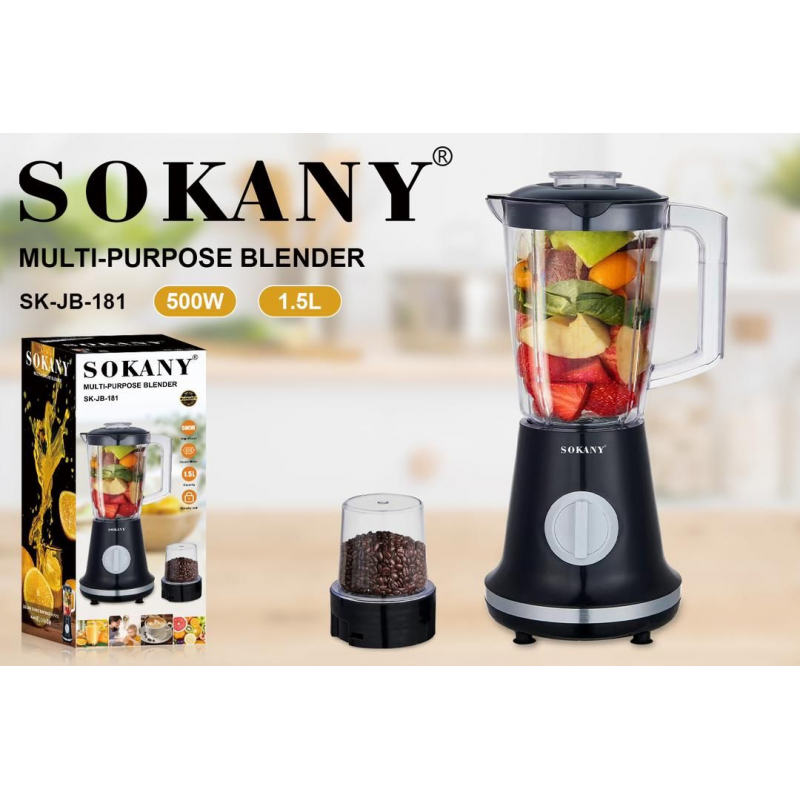Sokany Blender 1.5L Multi-functional Stainless Steel Blades Powerful Motor 500W SK-JB-181 - Image 5