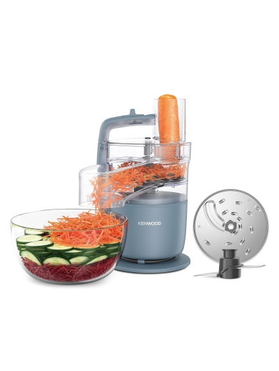 Kenwood Food Processor 650W MultiPro Go Chopping Slicing Grating Pureeing and Kneading Dough with Express Serve 1.3L Bowl Knife blade 4mm Slicing/Grating Disk FDP22.130GY
