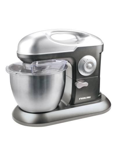 Nikai Kitchen Machine 1200W 6.5L 10 Speeds + Pulse 3 Attachments Dough Hook Beater Whisk Continuous Speeds Splash-Proof Lid Die Cast Aluminium Hooks and Stainless-Steel Whisk NSM650A