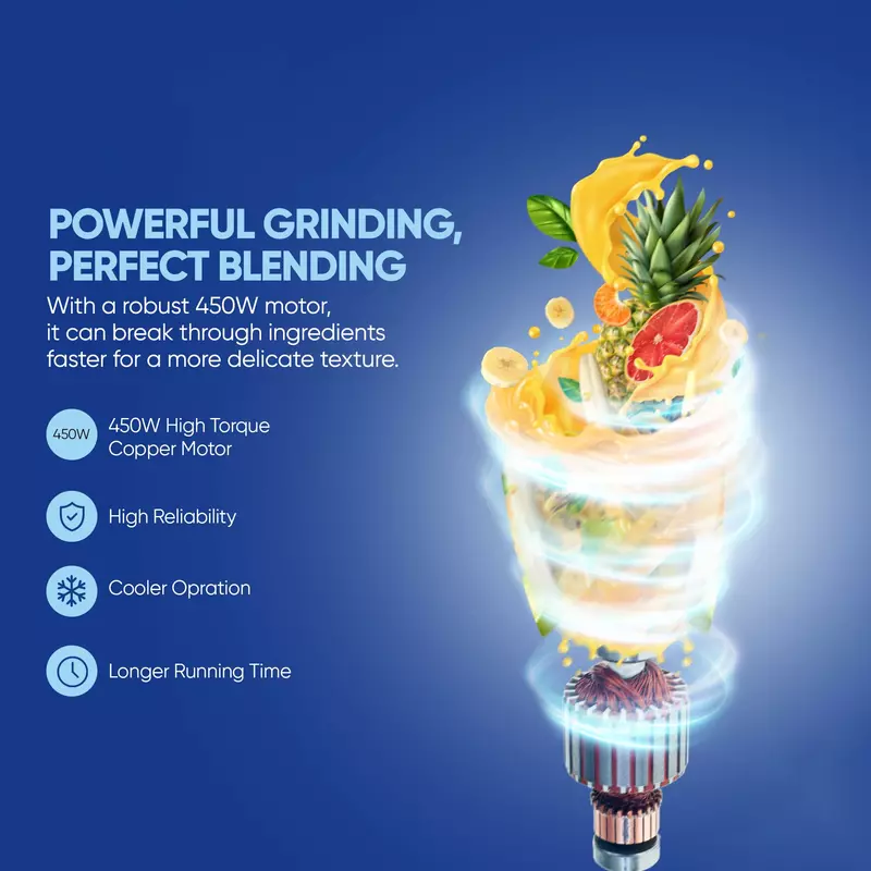 Nikai Blender 1.5L 450W 2 in 1 Unbreakable PC Jar 3 Speeds Stainless Blades Easy To Clean Detachable Parts Perfect for Blending and Grinding - NB2511AX - Image 3