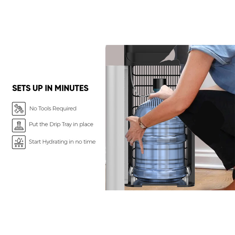 Nikai Water Dispenser 3 Tap/Faucet Bottom Loading Water Dispenser Instant Hot/Cold/Room Temperature Water Dispenser Child Safety Lock Stainless Steel Reservoir Ideal for Home and Office Silver/Black - NWD4000BS - Image 2