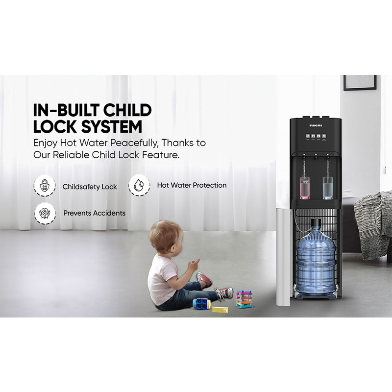 Nikai Water Dispenser 3 Tap/Faucet Bottom Loading Water Dispenser Instant Hot/Cold/Room Temperature Water Dispenser Child Safety Lock Stainless Steel Reservoir Ideal for Home and Office Silver/Black - NWD4000BS - Image 5