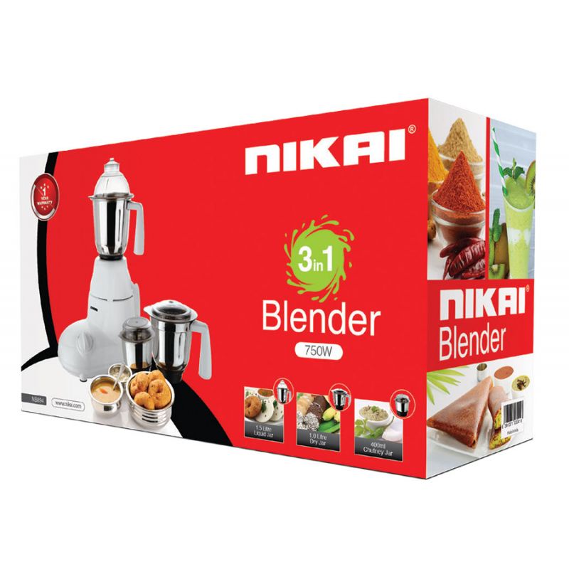 Nikai Blender 750w 3 in 1 Stainless Steel Durable ABS Body 18000RPM Powerful Turbo Motor With Pulse Function NB894 - Image 3