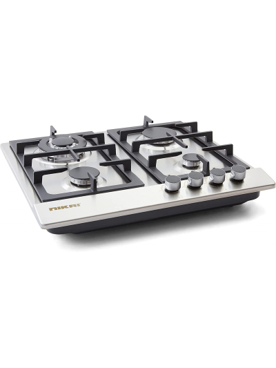 Nikai Gas Built In Hob Stainless Steel 4 Burner with FFD and Auto Ignition 50x45x25cm NGH3005N