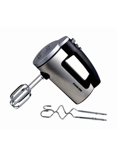 Nikai Hand Mixer 300W 6 Speeds + Turbo Function 2 Attachments Two Beaters For Eggs & Creams Two Hooks For Mixing Dough NH300S