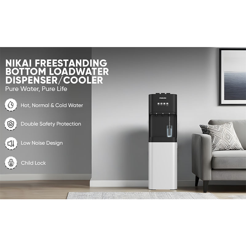 Nikai Water Dispenser 3 Tap/Faucet Bottom Loading Water Dispenser Instant Hot/Cold/Room Temperature Water Dispenser Child Safety Lock Stainless Steel Reservoir Ideal for Home and Office Silver/Black - NWD4000BS - Image 6