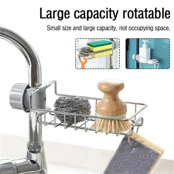 Nadstar Faucet Holder Stainless Steel Sink Drain Rack Sponge Storage Soap Drainer Shelf Organizer HP09-166H - Image 2