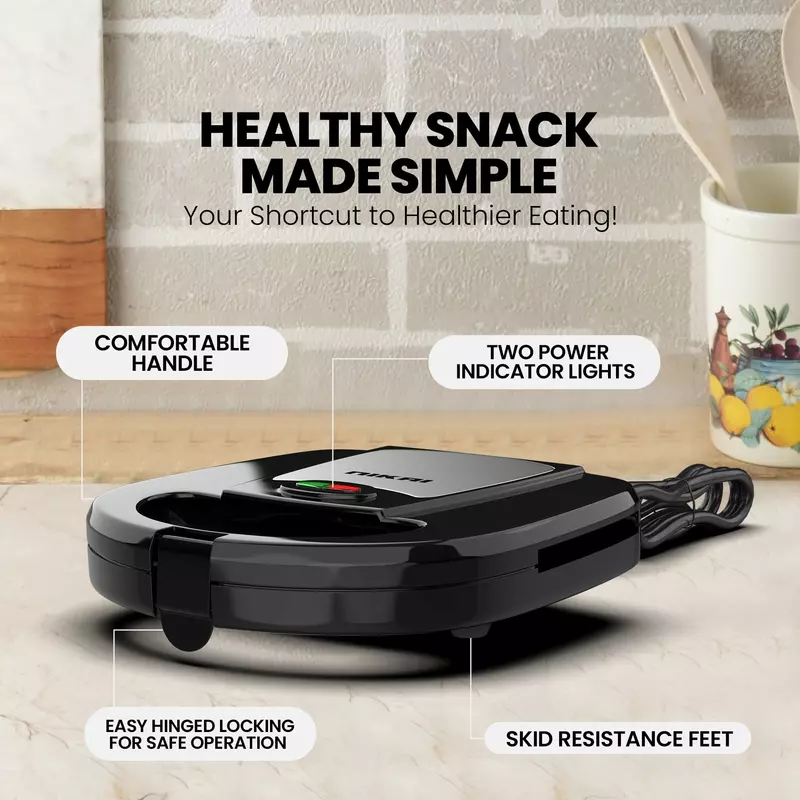 Nikai Sandwich Grill & Multi Snack Maker 750W 2 Slot Non-Stick 7-in-1 Interchangeable Plates for Grill Toaster Pancakes Cookies Waffles Donuts Cupcakes & Nutties Dishwasher Safe - NGT727D - Image 4