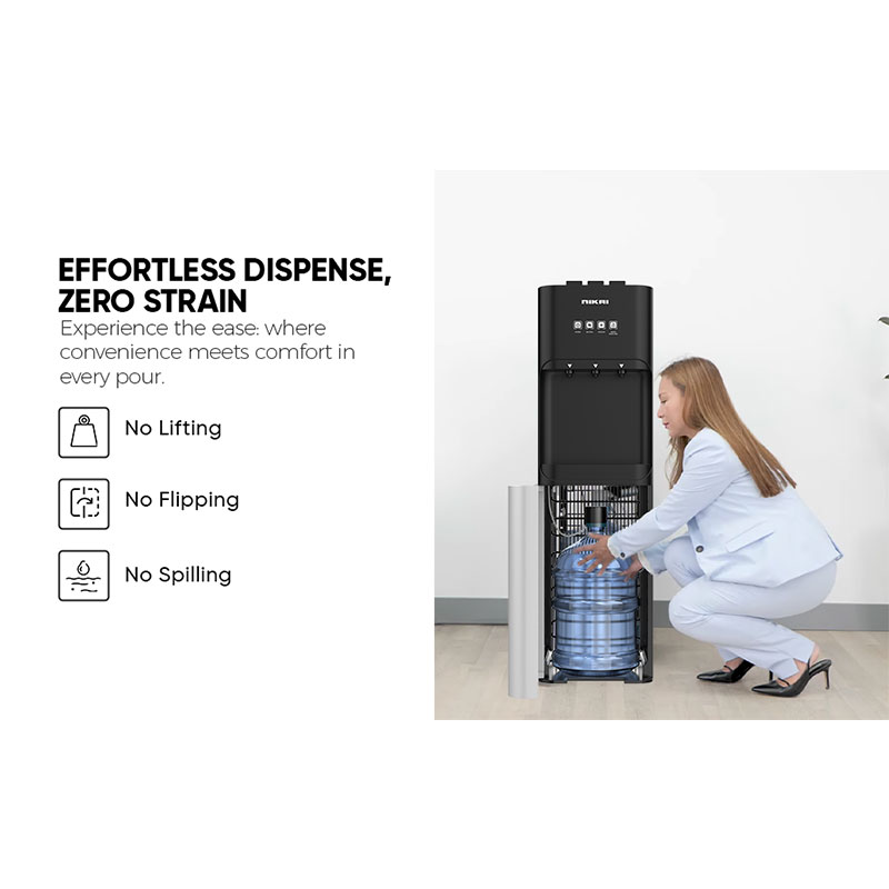 Nikai Water Dispenser 3 Tap/Faucet Bottom Loading Water Dispenser Instant Hot/Cold/Room Temperature Water Dispenser Child Safety Lock Stainless Steel Reservoir Ideal for Home and Office Silver/Black - NWD4000BS - Image 4