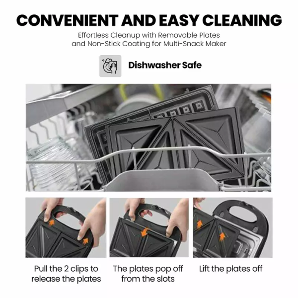 Nikai Sandwich Grill & Multi Snack Maker 750W 2 Slot Non-Stick 7-in-1 Interchangeable Plates for Grill Toaster Pancakes Cookies Waffles Donuts Cupcakes & Nutties Dishwasher Safe - NGT727D - Image 2