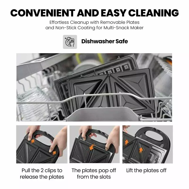 Nikai Sandwich Grill & Multi Snack Maker 750W 2 Slot Non-Stick 7-in-1 Interchangeable Plates for Grill Toaster Pancakes Cookies Waffles Donuts Cupcakes & Nutties Dishwasher Safe - NGT727D - Image 2