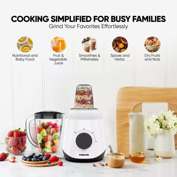 Nikai Blender 1.5L 450W 2 in 1 Unbreakable PC Jar 3 Speeds Stainless Blades Easy To Clean Detachable Parts Perfect for Blending and Grinding - NB2511AX - Image 5