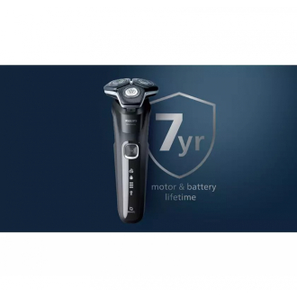 Philips Cordless Wet and Dry Electric Shaver Rechargeable with Full Charge in One Hour, 60 mins Shave Time, USB-A Cable, Li Ion Battery, 360° Flexing Heads, Steel Precision Blades, Power Adapt Sensor, Integrated Popup Trimmer S5887
