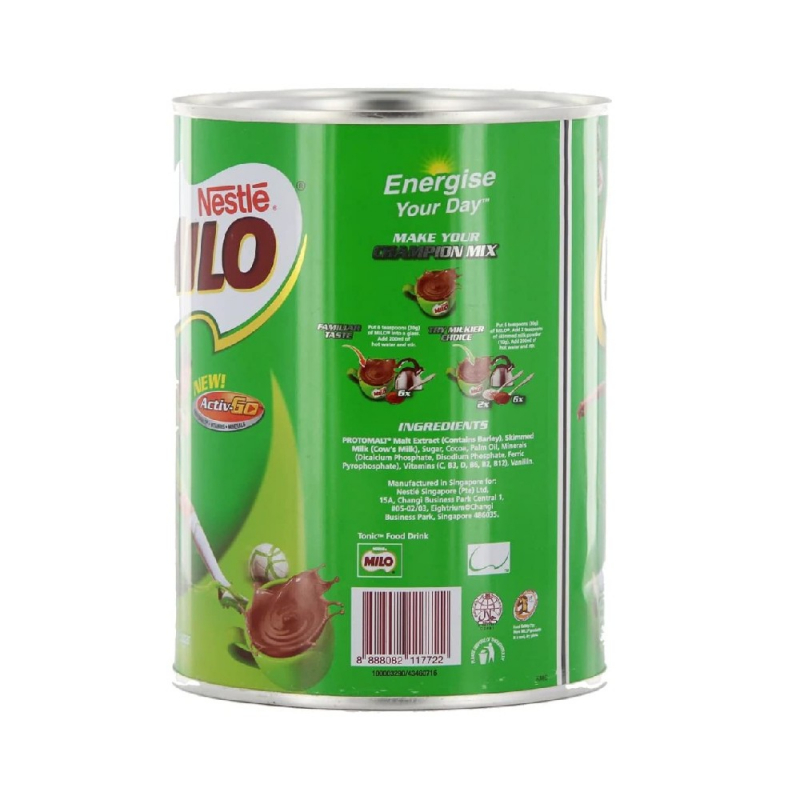 Nestle Milo Chocolate Malt Drink Powder, Active-Go Chocolate, Low Gi, Source Of Protein, 8 Vitamins &Amp; Minerals, 400G Tin - Set Of 3 Pcs