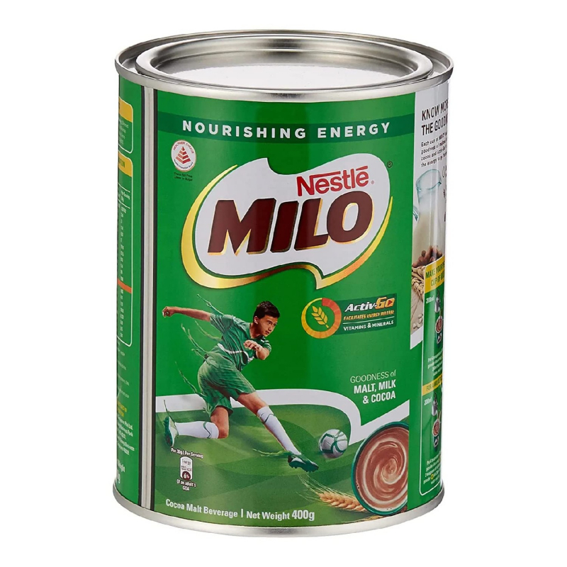 Nestle Milo Chocolate Malt Drink Powder, Active-Go Chocolate, Low Gi, Source Of Protein, 8 Vitamins &Amp; Minerals, 400G Tin - Set Of 3 Pcs