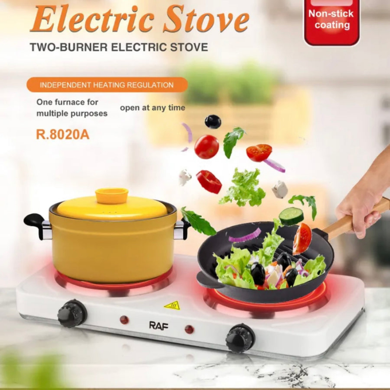 Raf Hotplate 1000W Double, Uniform Heat, Simple Operation R.8020 A