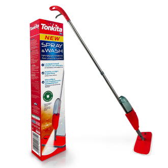 Tonkita Spray and Wash Mop, Microfiber Cloth with Antibacterial Treatment, Suitable for All Type of Floors TK781A Pack of 2